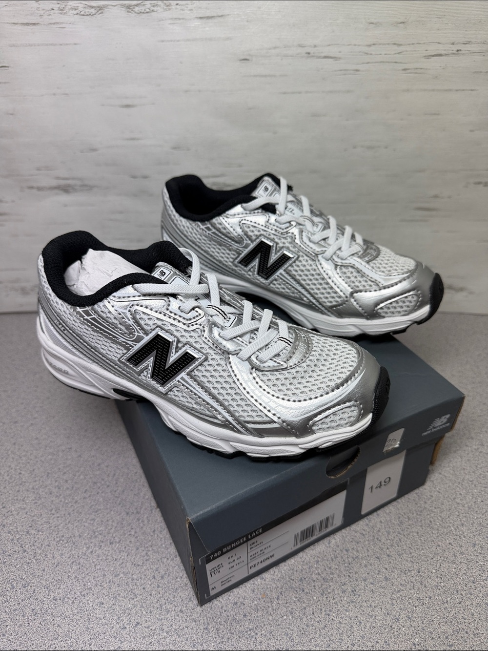 New Balance Kids Silver and Black Running Sneakers